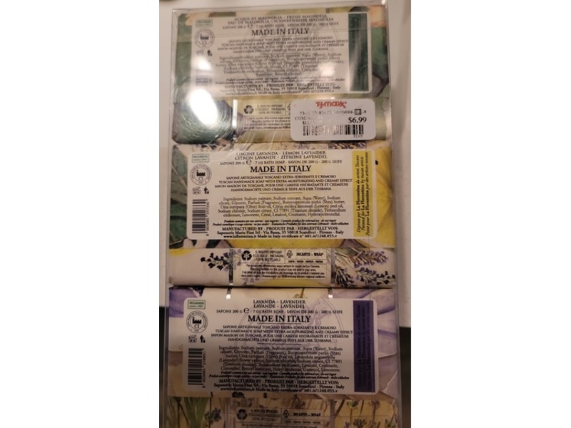 La Florentina Bar Soap Kit, Fresh Magnolia + Lemon Lavender + Lavender, Set Of 3