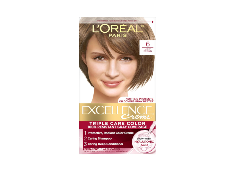 L'Oreal Paris Excellence Creme Permanent Hair Color Kit, 6 Light Brown