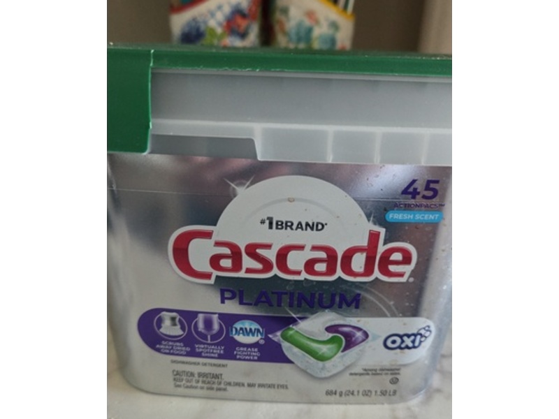 Cascade Platinum Dishwasher ActionPacs, Fresh Scent, 24.1 oz/684 g, 45 Count