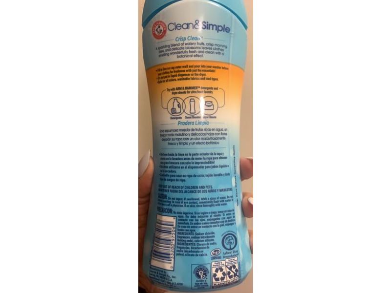 Arm & Hammer Clean & Simple In-Wash Scent Booster, Crisp Clean, 18 oz/510 g