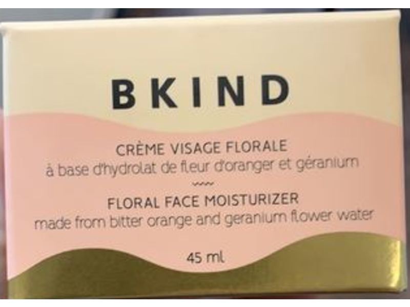 Bkind Floral Face Moisturizer, Bitter Orange And Geranium Flower Water, 45 mL