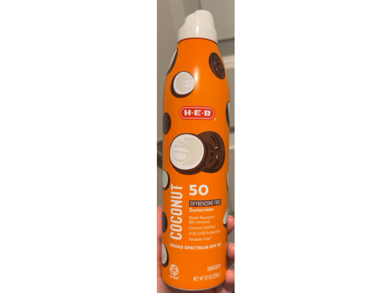 H . E. B Sunscreen Spray, SPF 50, Coconut, 9.1 oz/258 g