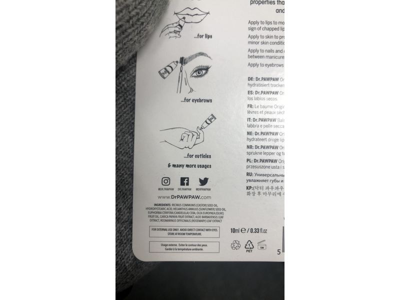 Dr. Pawpaw - Original Clear Balm, Multi-Purpose, No Fragrance Balm, for Lips, Skin, Hair, Cuticles, Nails, and Beauty Finishing (10 ml) (Original, 1 Pack)