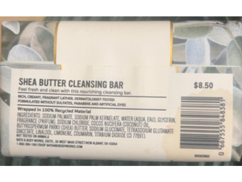 Bath & Body Works Shea Butter Cleansing Bar, White Tea & Sage, 5 oz/141.75 g, Pack Of 2