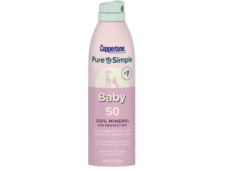 Coppertone Mineral Sunscreen Spray Baby, Pure & Simple, SPF 50, 5 oz/142 g