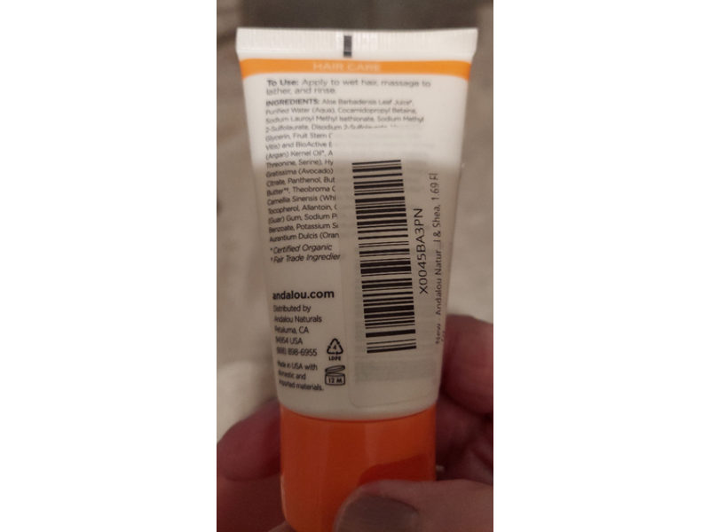 Andalou Naturals Argan & Shea Shampoo, 1.7 fl oz/50 mL