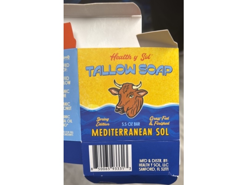 Health y Sol Tallow Soap Bar, Mediterranean Sol, 5.5 oz
