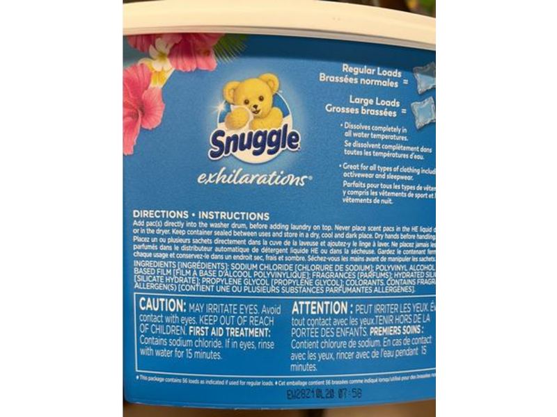 Snuggle Scent Boosters Laundry Pacs, Island Hibiscus and Rainflower, 56 Loads, 39.05 oz/1.12 kg