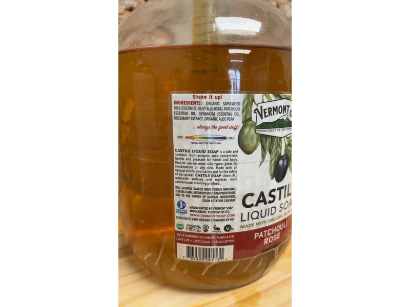 Vermont Soap Castile Liquid Soap, Patchouli Rose