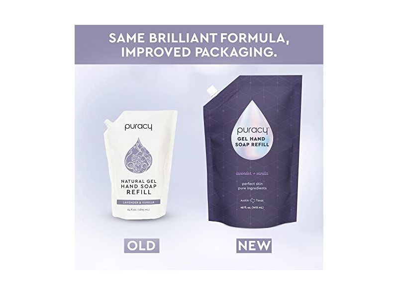 Puracy Organic Hand Soap Wash Refills for Soft Skin (Lavender & Vanilla, 48 Ounce)