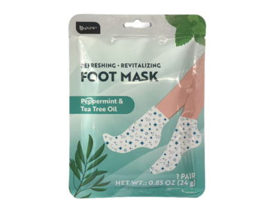 b.Pure Foot Mask, Peppermint & Tea Tree Oil, 0.85 oz/24 g, 1 Pair