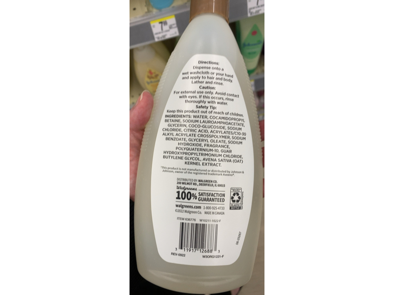 Walgreens Baby Wash & Shampoo, Natural Oat Extract, 18 fl oz/532 mL