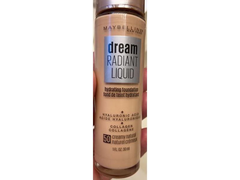 Maybelline New York Dream Radiant Liquid Hydrating Foundation, 50 Creamy Natural, 1 fl oz/30 mL