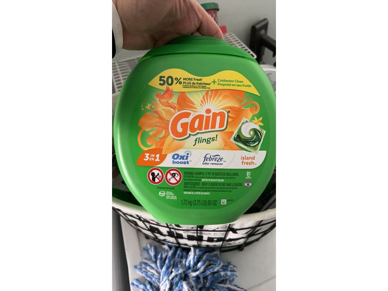 Gain Flings 3 In 1 Oxi Boost Febreze Odor Remover, Island Fresh, 60 oz/1.72 Kg