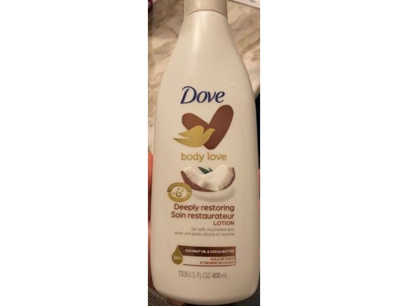 Dove Deeply Restoring Lotion, Coconut Oil & Cocoa Butter, 13.5 fl oz/400 mL