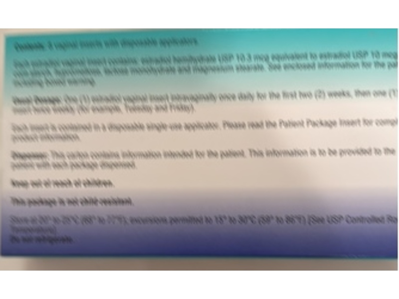 Estradiol Vaginal Inserts 10 mcg, USP 10 MGC, 8 Count, Aurobindo (Rx)
