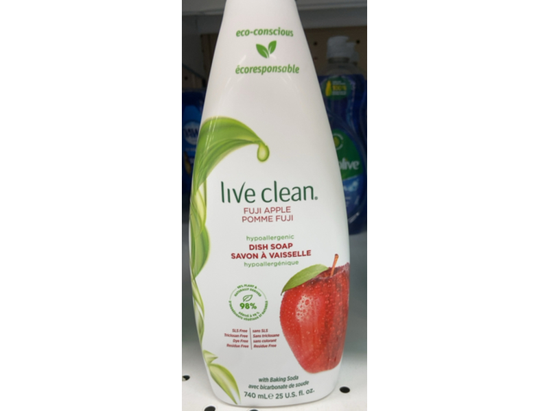 Live Clean Dish Wash, Fuji Apple, 25 fl oz/740 mL
