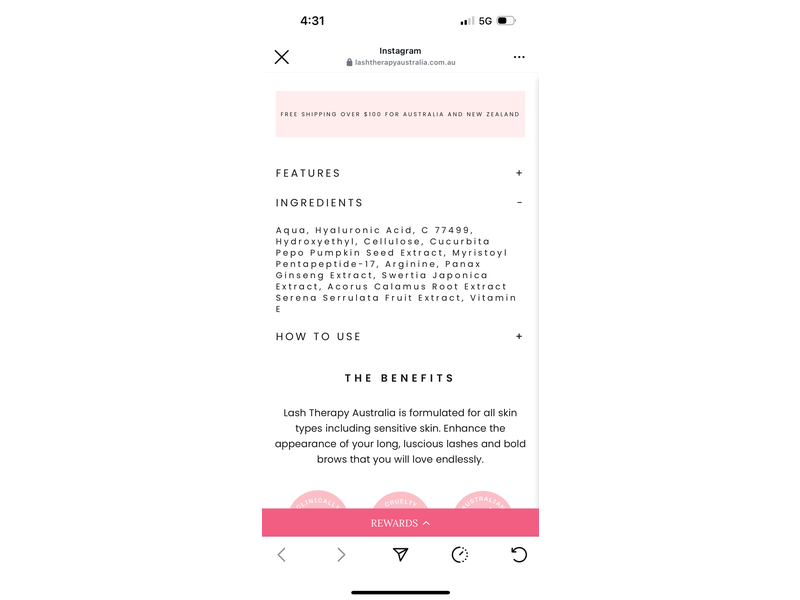 Lash Therapy Australia Growth Serum Mascara, 6 mL