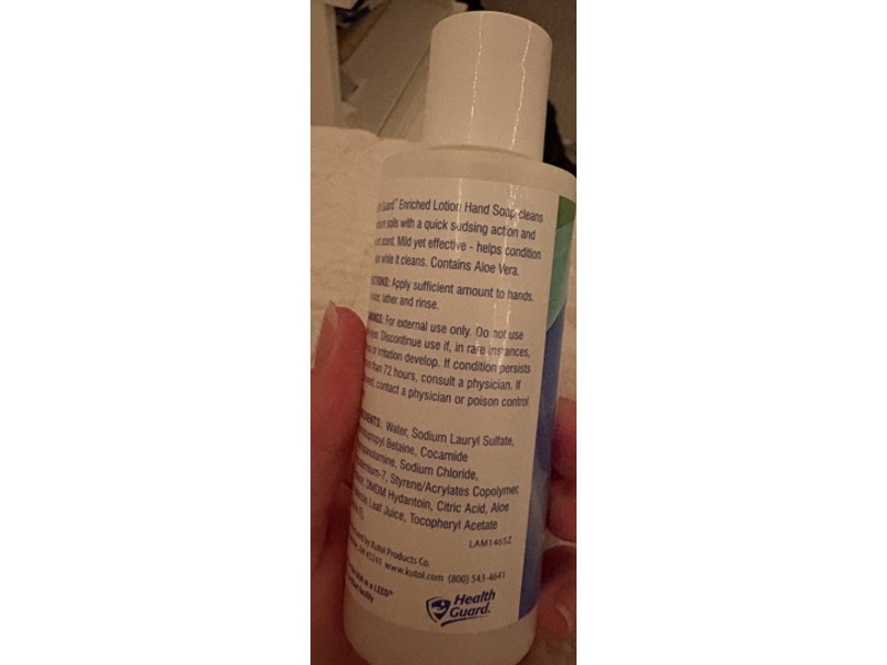 Health Guard Enriched Lotion Hand Soap with Aloe Vera, 4 fl oz/118 mL