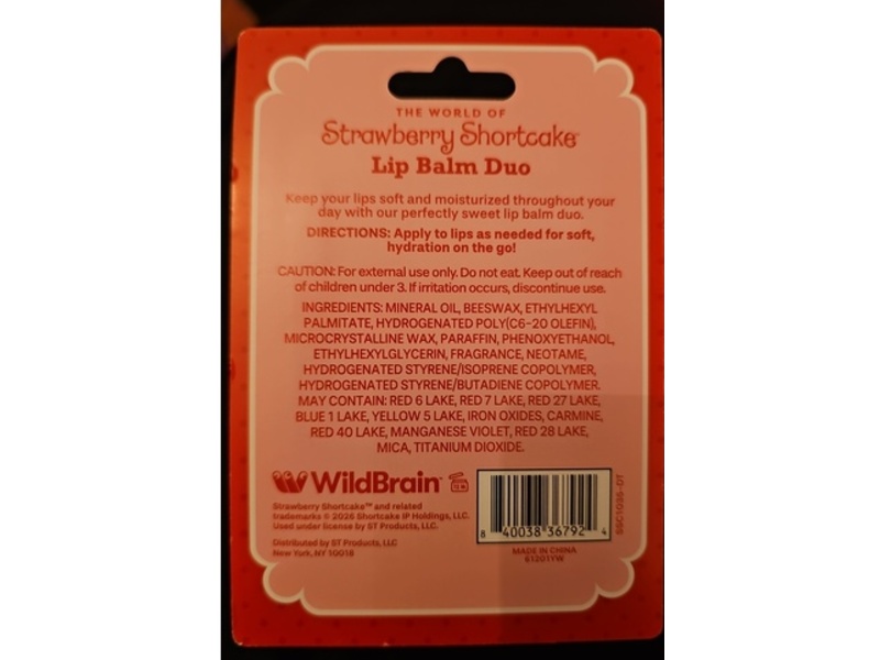 Strawberry Shortcake Lip Balm Duo, Fresh Strawberry & Lemon Pie, 0.1 oz/3 g