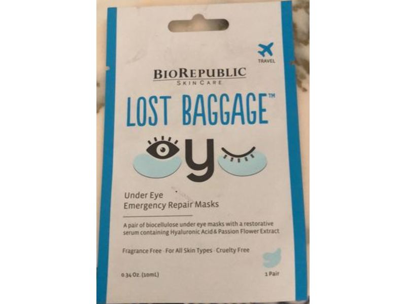 Biorepublic Skincare Under Eye Emergency Repair Masks, Lost Baggage, 0.34 oz/10 mL