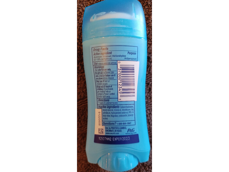 Secret Shower Gel Antiperspirant, 2.6 oz/73 g
