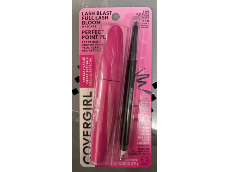 Covergirl Lash Blast Full Lash Bloom Mascara Perfect Point Plus Eye Pencil Set, 800 Very Black, 200 Black Onyx