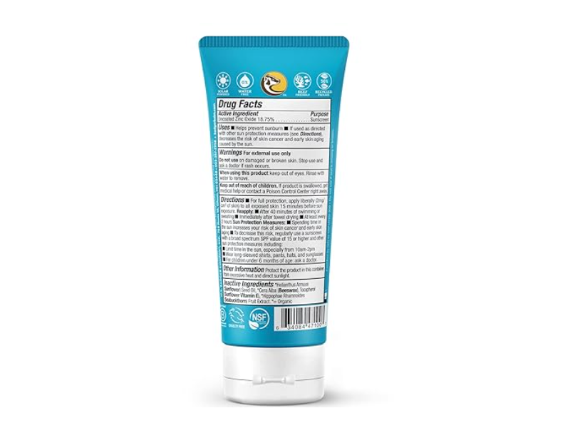 Badger Active Mineral Sunscreen Cream, Unscented, SPF 30, 2.9 fl oz/87 mL