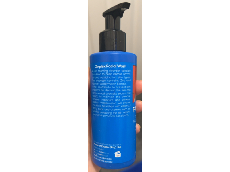 Zinplex Facial Wash, Zinc & Kalahari Watermelon, 5.07 FL OZ/150 mL