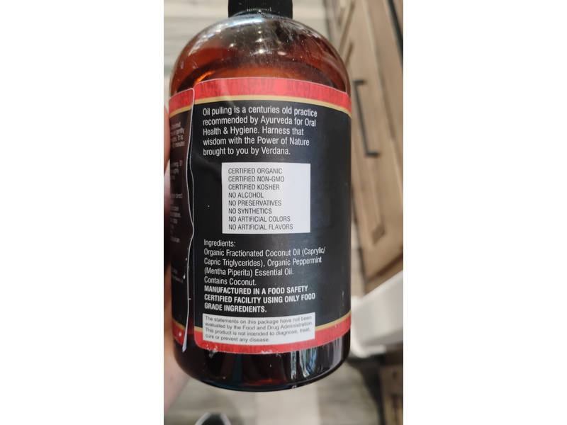 Verdana Organic Coconut Pulling Oil, Mint, 16 fl oz/473 mL