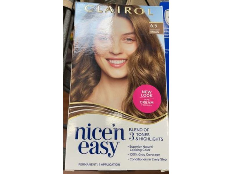 Clairol Nice 'N Easy Permanent Hair Color, 6.5 Lightest Brown, 1 Application