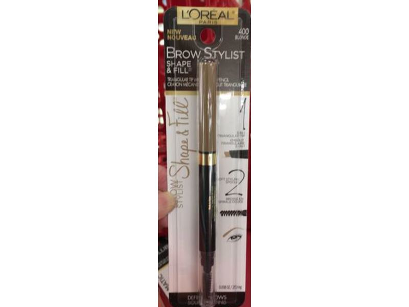 L'Oreal Paris Brow Stylist Shape & Fill Pencil, 400 Blonde, 0.008 oz/250 g