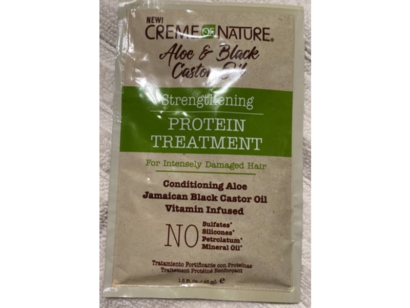 Creme Of Nature Strengthening Protein Treatment, Aloe & Black Castor Oil, 1.5 fl oz/45 mL