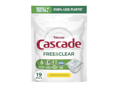 Cascade Free & Clear Dishwasher Pods, Lemon Essence, 19 Count