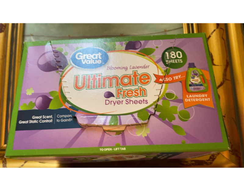 Great Value Ultimate Fresh Dryer Sheets, Blooming Lavender, Count 180