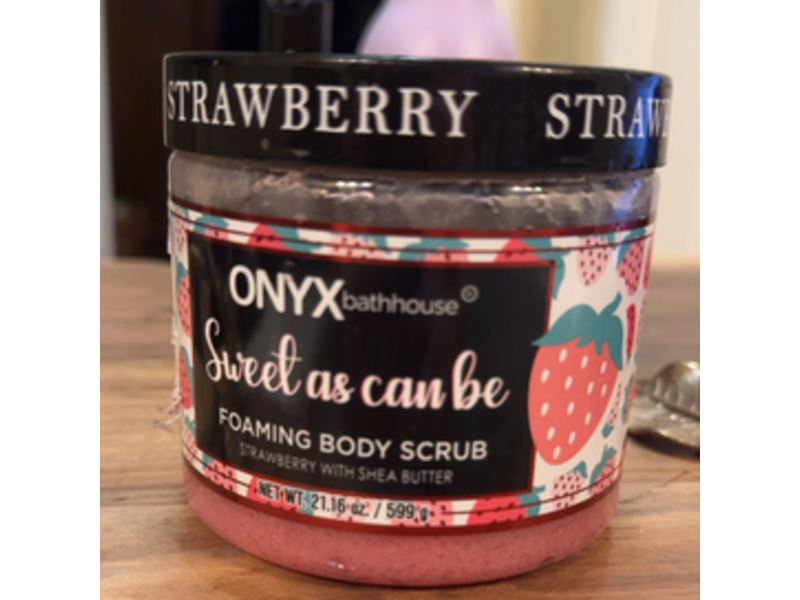 Onyx Bathhouse Sweet As Can Be Foaming Body Scrub, Strawberry & shea Butter, 21.16 oz/599 g