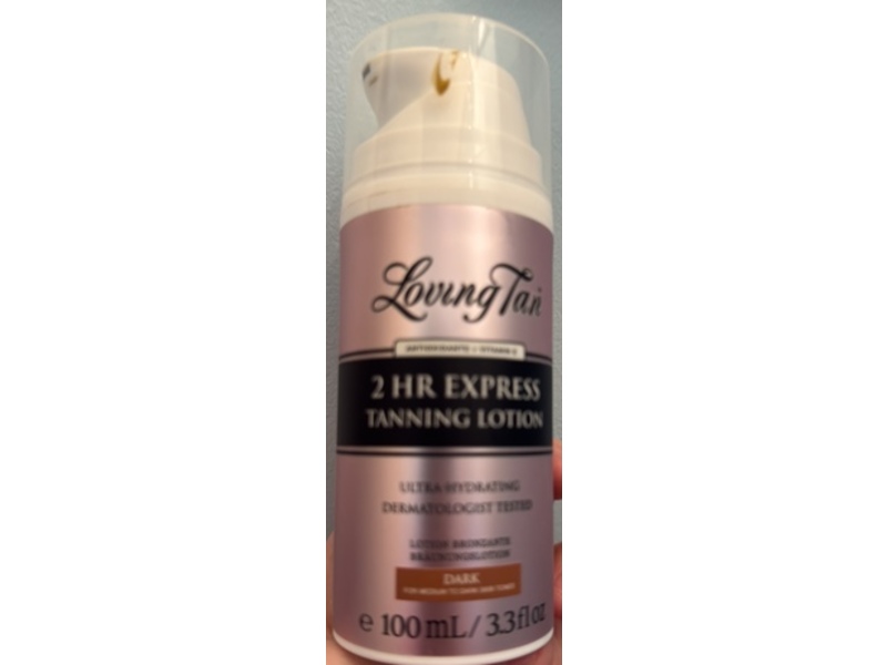 Loving Tan 2 Hr Express Self Tanning Body Lotion, Dark, 3.3 fl oz/100 mL