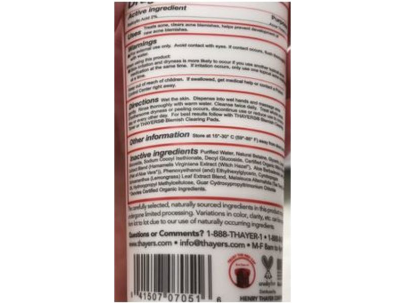 Thayers Blemish Clearing Cleanser, Witch Hazel, 4 fl oz