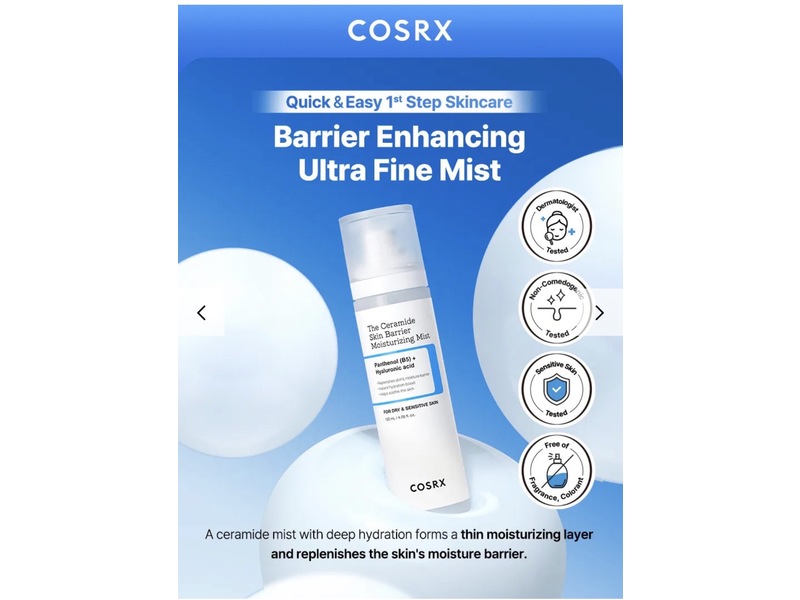 Cosrx The Ceramide Skin Barrier Moisturizing Mist, Panthenol + Hyaluronic Acid, 4.05 fl oz/120 mL