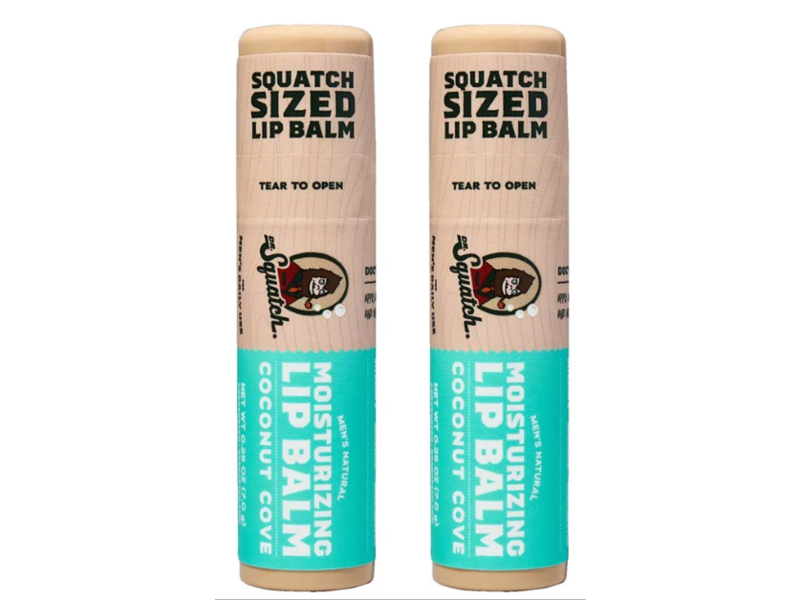 Dr Squatch Men's Natural Moisturizing Lip Balm, Coconut Cove, 0.25 oz/7 g, Pack Of 2
