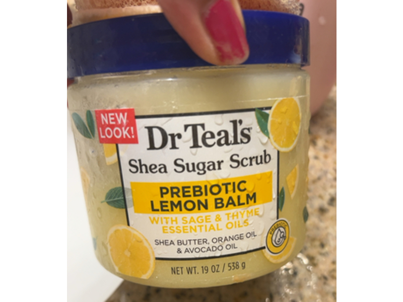 Dr Teals Shea Sugar Scrub, Prebiotic Lemon Balm, 19 oz/538 g, Pack Of 3
