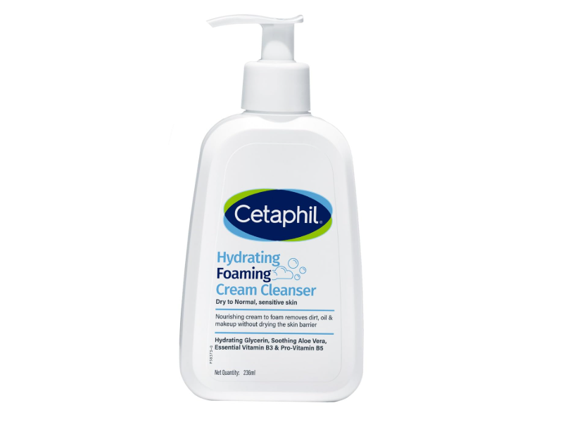 Cetaphil Hydrating Foaming Cream Cleanser, Glycerin, Niacinamide, Panthenol & Aloe Vera, 236 mL