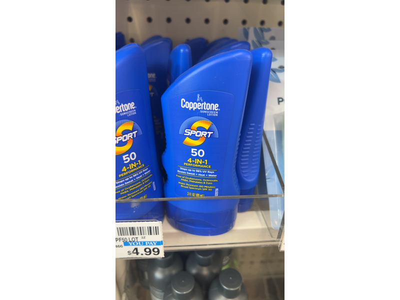 Coppertone Sport Sunscreen Lotion, SPF 50, 3 fl oz/89 mL
