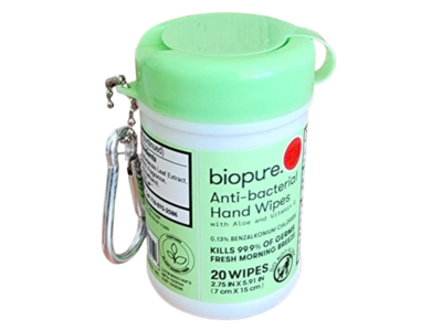 Biopure Antibacterial Hand Wipes, Aloe & Vitamin E, 20 Count