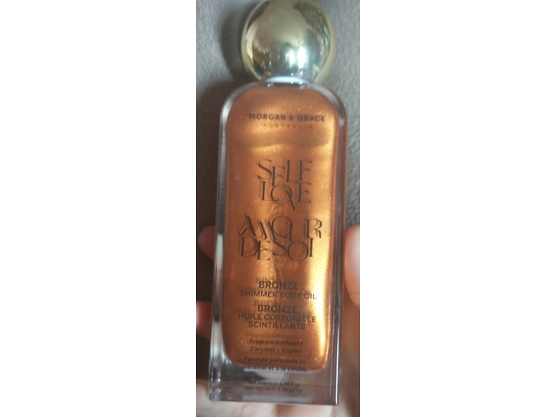 Morgan & Grace Self Love Amour Desoi Bronze Shimmer Body Oil, Caramel + Vanilla, 3.38 fl oz/100 mL