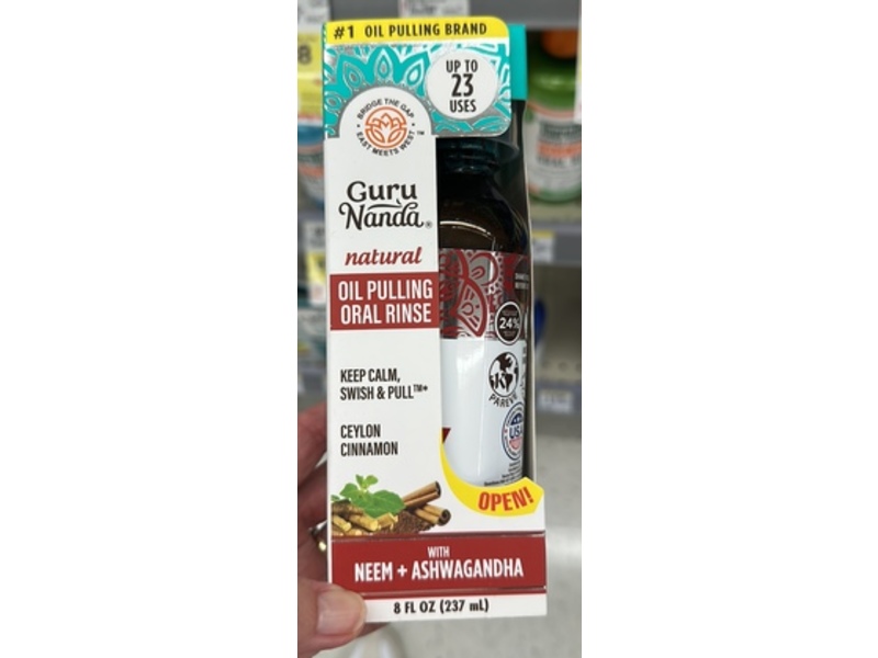 GuruNanda Natural Oil Pulling Oral Rinse, Neem + Ashwagandha, 8 fl oz/237 mL