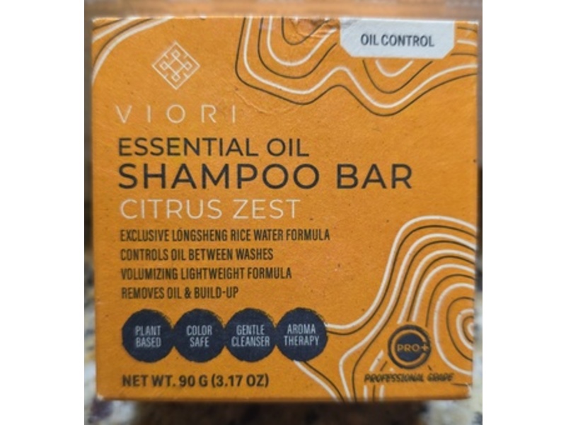 Viori Essential Oil Shampoo Bar, Citrus Zest, 3.17 oz/90 g