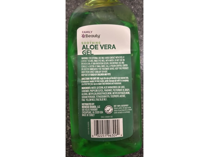 Family Beauty Soothing After Sun Gel, Aloe Vera, 18 oz/510 g