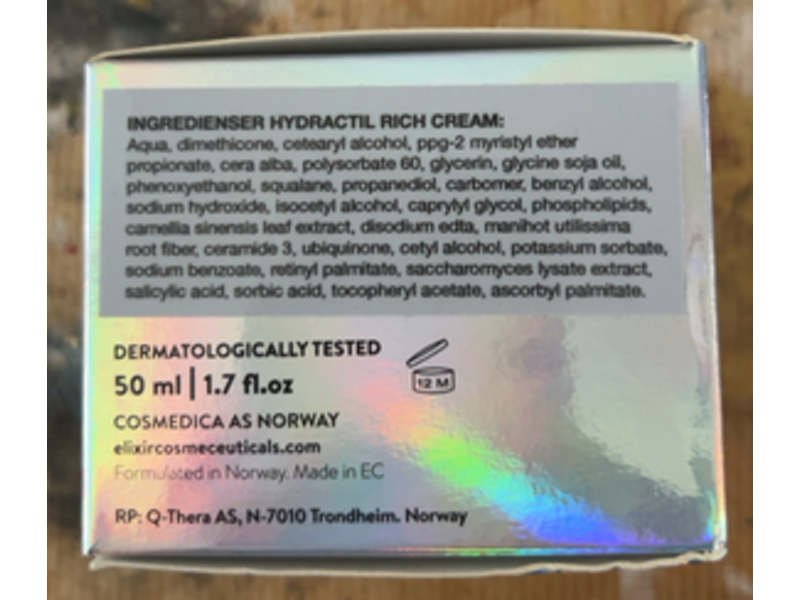 Elixir Cosmeceuticals Hydractil Rich Cream, 1.7 fl oz/50 mL