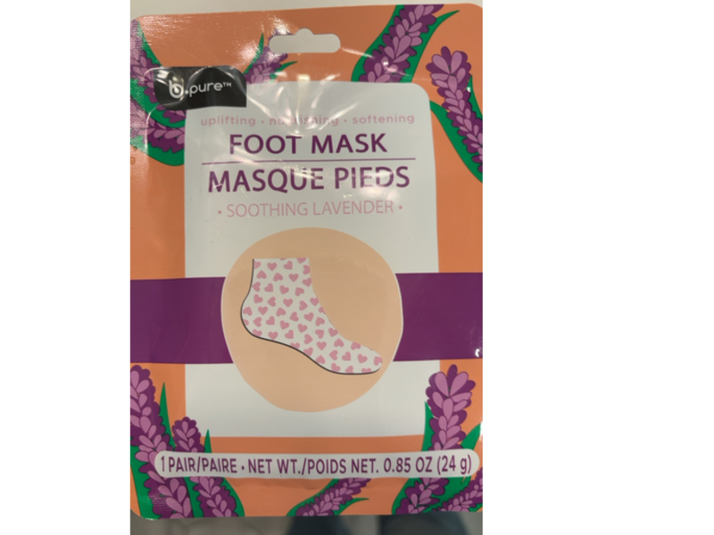 b.Pure Uplifting Nourishing Softening Foot Mask, Soothing Lavender, 0.85 oz/24 g, 1 Pair